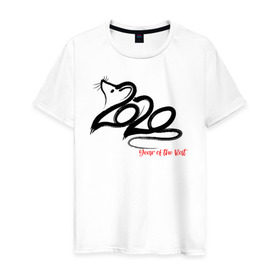 Мужская футболка хлопок с принтом 2020 год крысы в Екатеринбурге, 100% хлопок | прямой крой, круглый вырез горловины, длина до линии бедер, слегка спущенное плечо. | Тематика изображения на принте: 