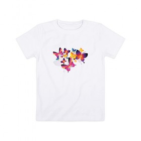 Детская футболка хлопок с принтом Бабочки в Екатеринбурге, 100% хлопок | круглый вырез горловины, полуприлегающий силуэт, длина до линии бедер | бабочки | красота | милота | рисунок