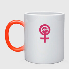 Кружка хамелеон с принтом Womanpower в Екатеринбурге, керамика | меняет цвет при нагревании, емкость 330 мл | logo | woman | womanpower | женские | женский | женское | знак | знаки | значёк | феминизм | феминистка