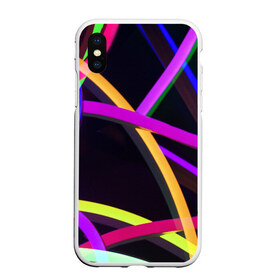 Чехол для iPhone XS Max матовый с принтом Светящиеся полосы в Екатеринбурге, Силикон | Область печати: задняя сторона чехла, без боковых панелей | Тематика изображения на принте: abstract | neon | абстрактно | абстрактный | абстракция | линии | неон | неонка | неоновая | неоновые | неоновый | полоски | полосы | разноцветные | светящиеся | цветные