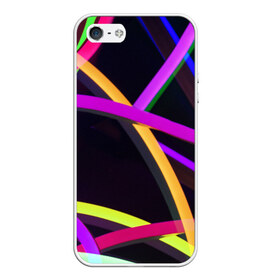 Чехол для iPhone 5/5S матовый с принтом Светящиеся полосы в Екатеринбурге, Силикон | Область печати: задняя сторона чехла, без боковых панелей | abstract | neon | абстрактно | абстрактный | абстракция | линии | неон | неонка | неоновая | неоновые | неоновый | полоски | полосы | разноцветные | светящиеся | цветные