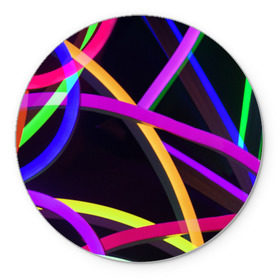 Коврик для мышки круглый с принтом Светящиеся полосы в Екатеринбурге, резина и полиэстер | круглая форма, изображение наносится на всю лицевую часть | abstract | neon | абстрактно | абстрактный | абстракция | линии | неон | неонка | неоновая | неоновые | неоновый | полоски | полосы | разноцветные | светящиеся | цветные