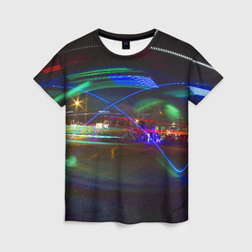 Женская футболка 3D с принтом Neon в Екатеринбурге, 100% полиэфир ( синтетическое хлопкоподобное полотно) | прямой крой, круглый вырез горловины, длина до линии бедер | neon | город | города | городе | городом | городской | неон | неонка | неоновые | неоновый | свет | светящиеся | светящийся | светящимся