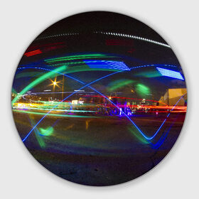 Коврик для мышки круглый с принтом Neon в Екатеринбурге, резина и полиэстер | круглая форма, изображение наносится на всю лицевую часть | Тематика изображения на принте: neon | город | города | городе | городом | городской | неон | неонка | неоновые | неоновый | свет | светящиеся | светящийся | светящимся