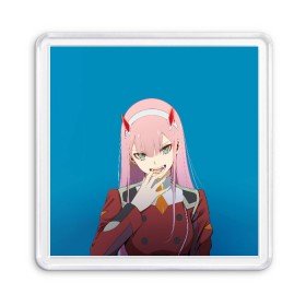 Магнит 55*55 с принтом Darling In The Franxx в Екатеринбурге, Пластик | Размер: 65*65 мм; Размер печати: 55*55 мм | 02 | anime | darling in the franxx | hiro | manga | zero two | аниме | ахегао | любимый во франксе | манга | милый во франксе | ноль два | хиро