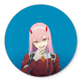 Коврик для мышки круглый с принтом Darling In The Franxx в Екатеринбурге, резина и полиэстер | круглая форма, изображение наносится на всю лицевую часть | 02 | anime | darling in the franxx | hiro | manga | zero two | аниме | ахегао | любимый во франксе | манга | милый во франксе | ноль два | хиро