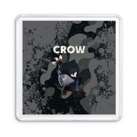 Магнит 55*55 с принтом Brawl Stars CROW в Екатеринбурге, Пластик | Размер: 65*65 мм; Размер печати: 55*55 мм | brawl | brawl stars | crow | leon | stars | бравл | бравл старс | браво старс | игра | компьютерная | кров | леон | онлайн | старс