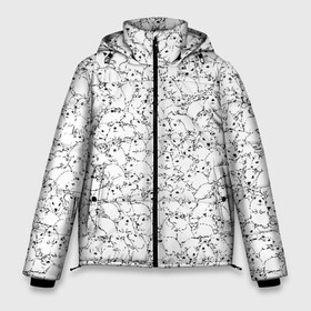 Мужская зимняя куртка 3D с принтом Белые мыши в Екатеринбурге, верх — 100% полиэстер; подкладка — 100% полиэстер; утеплитель — 100% полиэстер | длина ниже бедра, свободный силуэт Оверсайз. Есть воротник-стойка, отстегивающийся капюшон и ветрозащитная планка. 

Боковые карманы с листочкой на кнопках и внутренний карман на молнии. | Тематика изображения на принте: белый | грызуны | крыса | мышка | мышь | петтерн | стая | толпа