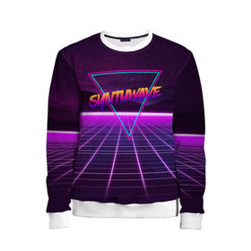 Детский свитшот 3D с принтом SYNTHWAVE / RETROWAVE в Екатеринбурге, 100% полиэстер | свободная посадка, прямой крой, мягкая тканевая резинка на рукавах и понизу свитшота | Тематика изображения на принте: hotline miami | neon | outrun | outrun electro | retrowave | synth | synthwave | неон | хотлайн майами