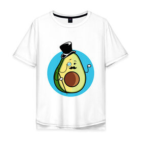 Мужская футболка хлопок Oversize с принтом Mr. Avocado в Екатеринбурге, 100% хлопок | свободный крой, круглый ворот, “спинка” длиннее передней части | авокадо | еда | сеньор | сноб | усы | фрукты