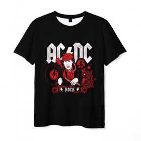 Мужская футболка 3D с принтом AC/DC в Екатеринбурге, 100% полиэфир | прямой крой, круглый вырез горловины, длина до линии бедер | ac | ac dc | dc | electro | metal | music | retro | rock | ас | дс | легенда | легенды | метал | музыка | рок | электричество | электро