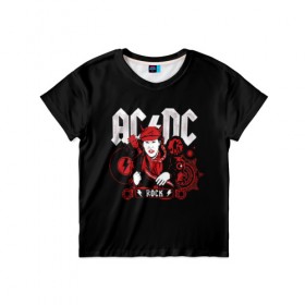 Детская футболка 3D с принтом AC/DC в Екатеринбурге, 100% гипоаллергенный полиэфир | прямой крой, круглый вырез горловины, длина до линии бедер, чуть спущенное плечо, ткань немного тянется | ac | ac dc | dc | electro | metal | music | retro | rock | ас | дс | легенда | легенды | метал | музыка | рок | электричество | электро