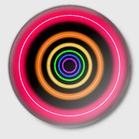 Значок с принтом Neon в Екатеринбурге,  металл | круглая форма, металлическая застежка в виде булавки | Тематика изображения на принте: neon | абстрактно | абстрактный | абстракция | кругами | круги | круглая | круглый | круглыми | кружки | крушки | неон | неонка | неоновые | неоновый | светящийся | яркий