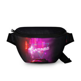 Поясная сумка 3D с принтом SYNTHWAVE / RETROWAVE в Екатеринбурге, 100% полиэстер | плотная ткань, ремень с регулируемой длиной, внутри несколько карманов для мелочей, основное отделение и карман с обратной стороны сумки застегиваются на молнию | hotline miami | neon | new retro wave | outrun | outrun electro | retro | retrowave | synth | synthwave | неон | ретро | хотлайн майами