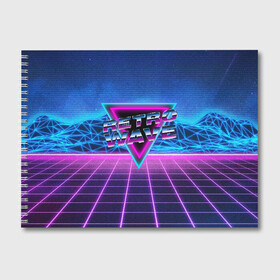 Альбом для рисования с принтом SYNTHWAVE RETROWAVE в Екатеринбурге, 100% бумага
 | матовая бумага, плотность 200 мг. | hotline miami | neon | new retro wave | outrun | outrun electro | retro | retrowave | synth | synthwave | неон | ретро | хотлайн майами