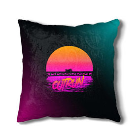 Подушка 3D с принтом OUTRUN RETROWAVE в Екатеринбурге, наволочка – 100% полиэстер, наполнитель – холлофайбер (легкий наполнитель, не вызывает аллергию). | состоит из подушки и наволочки. Наволочка на молнии, легко снимается для стирки | hotline miami | neon | new retro wave | outrun | outrun electro | retro | retrowave | synth | synthwave | неон | ретро | хотлайн майами