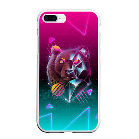 Чехол для iPhone 7Plus/8 Plus матовый с принтом RETRO CYBER BEAR NEON в Екатеринбурге, Силикон | Область печати: задняя сторона чехла, без боковых панелей | hotline miami | neon | new retro wave | outrun | outrun electro | retro | retrowave | synth | synthwave | медведь | неон | ретро | хотлайн майами