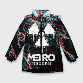 Зимняя куртка для девочек 3D с принтом METRO EXODUS GLITCH в Екатеринбурге, ткань верха — 100% полиэстер; подклад — 100% полиэстер, утеплитель — 100% полиэстер. | длина ниже бедра, удлиненная спинка, воротник стойка и отстегивающийся капюшон. Есть боковые карманы с листочкой на кнопках, утяжки по низу изделия и внутренний карман на молнии. 

Предусмотрены светоотражающий принт на спинке, радужный светоотражающий элемент на пуллере молнии и на резинке для утяжки. | Тематика изображения на принте: exodus | horror | metro 2033 | metro exodus | sparta | survival | артём | игры | исход | метро | метро 2035 | спарта | спартанцы