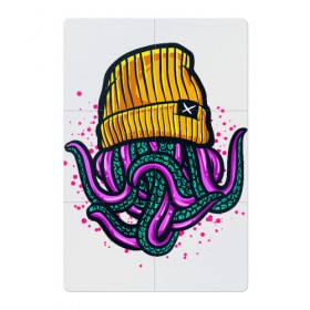 Магнитный плакат 2Х3 с принтом Octopus в Екатеринбурге, Полимерный материал с магнитным слоем | 6 деталей размером 9*9 см | Тематика изображения на принте: emo | lil peep | octopus | purple | rap | rock | в шапке | желтый | монстр | осьминог | тату | татуировка | фиолетовый | щупальца | щупальцы | яркий цвет