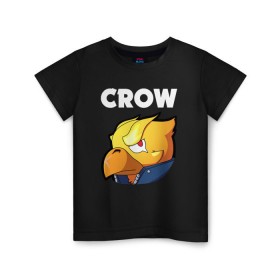 Детская футболка хлопок с принтом BRAWL STARS CROW PHOENIX в Екатеринбурге, 100% хлопок | круглый вырез горловины, полуприлегающий силуэт, длина до линии бедер | android | brawl stars | colt | crow | games | leon | penny | poco. | shelly | spike | wanted | брав | бравл старс | звезды | игры | мобильные игры | старс