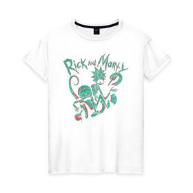 Женская футболка хлопок с принтом Rick and Morty в Екатеринбурге, 100% хлопок | прямой крой, круглый вырез горловины, длина до линии бедер, слегка спущенное плечо | rick and morty | vdgerir