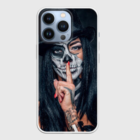 Чехол для iPhone 13 Pro с принтом Девушка Halloween в Екатеринбурге,  |  | halloween | horror | девушка | красивая девушка | модная | пятница 13 | страшилки | страшно | тишина | ужасы | хоррор | хэллоуин