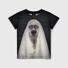 Детская футболка 3D с принтом Страшный призрак в Екатеринбурге, 100% гипоаллергенный полиэфир | прямой крой, круглый вырез горловины, длина до линии бедер, чуть спущенное плечо, ткань немного тянется | halloween | horror | бабка | приведение | призрак | пятница 13 | страшилки | страшная бабка | страшно | ужасы | хоррор | хэллоуин