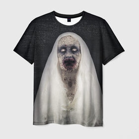 Мужская футболка 3D с принтом Страшный призрак в Екатеринбурге, 100% полиэфир | прямой крой, круглый вырез горловины, длина до линии бедер | halloween | horror | бабка | приведение | призрак | пятница 13 | страшилки | страшная бабка | страшно | ужасы | хоррор | хэллоуин