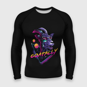 Мужской рашгард 3D с принтом GOATALLY в Екатеринбурге,  |  | 80 | cyber | game | goat | hotline | hotlinemiami | maiami | music | outrun | retro | retrowave | synth | synthwave | игра | кибер | козел | ретро