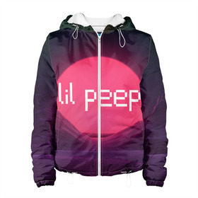 Женская куртка 3D с принтом lil peep(Logo) в Екатеринбурге, ткань верха — 100% полиэстер, подклад — флис | прямой крой, подол и капюшон оформлены резинкой с фиксаторами, два кармана без застежек по бокам, один большой потайной карман на груди. Карман на груди застегивается на липучку | cry baby | lil peep | logo | rap | заход солнца | знаменитости. эмо | известный исполнитель | неон | пип | редактируемое лого | реп | розоватый оттенок | рок | рэп | яркий фон