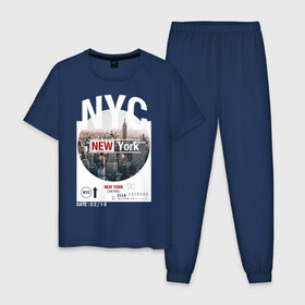 Мужская пижама хлопок с принтом New York City в Екатеринбурге, 100% хлопок | брюки и футболка прямого кроя, без карманов, на брюках мягкая резинка на поясе и по низу штанин
 | new york | usa | америка | города | нью йорк | страны | сша | туризм | туристические