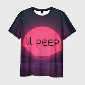 Мужская футболка 3D с принтом lil peep(Black Logo) в Екатеринбурге, 100% полиэфир | прямой крой, круглый вырез горловины, длина до линии бедер | cry baby | lil peep | logo | rap | заход солнца | знаменитости. эмо | известный исполнитель | неон | пип | редактируемое лого | реп | розоватый оттенок | рок | рэп | яркий фон