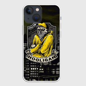 Чехол для iPhone 13 mini с принтом Городской хулиган в Екатеринбурге,  |  | банда | бандит | бой | гангстер | гопник | город | дизайн | злой | искусство | кепка | молодёжь | наглость | ночь | одежда | опасный | платок | разбойник | рисунок | ужас | футбол | череп