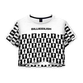 Женская футболка Cropp-top с принтом BILLIE EILISH в Екатеринбурге, 100% полиэстер | круглая горловина, длина футболки до линии талии, рукава с отворотами | be | billie | billie eilish | blohsh | ghoul | билли | билли айлиш