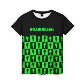 Женская футболка 3D с принтом BILLIE EILISH в Екатеринбурге, 100% полиэфир ( синтетическое хлопкоподобное полотно) | прямой крой, круглый вырез горловины, длина до линии бедер | be | billie | billie eilish | blohsh | ghoul | билли | билли айлиш
