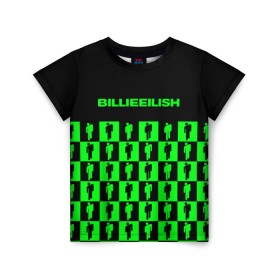 Детская футболка 3D с принтом BILLIE EILISH в Екатеринбурге, 100% гипоаллергенный полиэфир | прямой крой, круглый вырез горловины, длина до линии бедер, чуть спущенное плечо, ткань немного тянется | be | billie | billie eilish | blohsh | ghoul | билли | билли айлиш