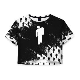 Женская футболка Cropp-top с принтом BILLIE EILISH в Екатеринбурге, 100% полиэстер | круглая горловина, длина футболки до линии талии, рукава с отворотами | be | billie | billie eilish | blohsh | ghoul | билли | билли айлиш