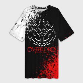 Платье-футболка 3D с принтом Оверлорд лого краснобелый в Екатеринбурге,  |  | overlord | аниме | гранж | лого | логотип | оверлорд | сериал | текстура