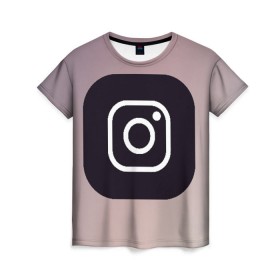 Женская футболка 3D с принтом instagram(logo and background) в Екатеринбурге, 100% полиэфир ( синтетическое хлопкоподобное полотно) | прямой крой, круглый вырез горловины, длина до линии бедер | instagram | logo | инстаграм | лого | мягкие цвета | приложение | простая картинка | фотоаппарат | черная картинка | черный | черный значок | черный цвет