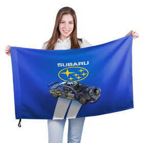 Флаг 3D с принтом Subaru в Екатеринбурге, 100% полиэстер | плотность ткани — 95 г/м2, размер — 67 х 109 см. Принт наносится с одной стороны | sti | subaru | subaru impreza | subaru impreza wrx sti | subaru sti | субару | субару импреза
