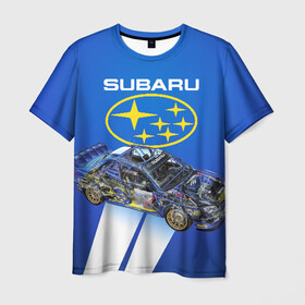 Мужская футболка 3D с принтом Subaru в Екатеринбурге, 100% полиэфир | прямой крой, круглый вырез горловины, длина до линии бедер | Тематика изображения на принте: sti | subaru | subaru impreza | subaru impreza wrx sti | subaru sti | субару | субару импреза