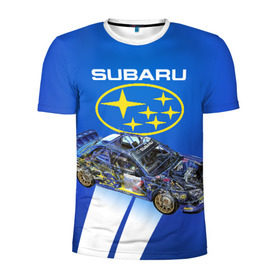 Мужская футболка 3D спортивная с принтом Subaru в Екатеринбурге, 100% полиэстер с улучшенными характеристиками | приталенный силуэт, круглая горловина, широкие плечи, сужается к линии бедра | sti | subaru | subaru impreza | subaru impreza wrx sti | subaru sti | субару | субару импреза