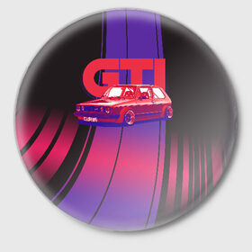 Значок с принтом Golf GTI в Екатеринбурге,  металл | круглая форма, металлическая застежка в виде булавки | golf | golf gti | volkswagen | вольксваген | фолькс ваген | фольксваген
