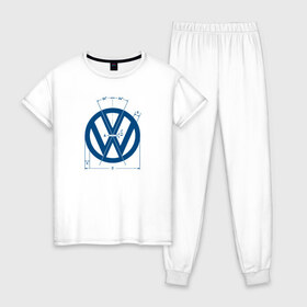 Женская пижама хлопок с принтом Volkswagen в Екатеринбурге, 100% хлопок | брюки и футболка прямого кроя, без карманов, на брюках мягкая резинка на поясе и по низу штанин | golf | golf gti | volkswagen | вольксваген | фолькс ваген | фольксваген