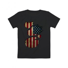 Детская футболка хлопок с принтом USA inside в Екатеринбурге, 100% хлопок | круглый вырез горловины, полуприлегающий силуэт, длина до линии бедер | Тематика изображения на принте: amerika | fbi | nasa | russia | usa | америка | америки | внтури | россия | соединенные | страна | сша | флаг | штаты