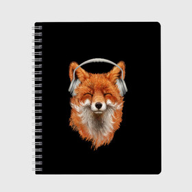 Тетрадь с принтом Лиса в наушниках в Екатеринбурге, 100% бумага | 48 листов, плотность листов — 60 г/м2, плотность картонной обложки — 250 г/м2. Листы скреплены сбоку удобной пружинной спиралью. Уголки страниц и обложки скругленные. Цвет линий — светло-серый
 | Тематика изображения на принте: 20 | 2020 | 2k20 | 2к20 | animal | animals | forest | fox | headphones | music | new year | redhead | smile | животное | животные | зима | лес | лис | лиса | лисица | музыка | наушники | новый год | рыжая | смайл | улыбка | фыр