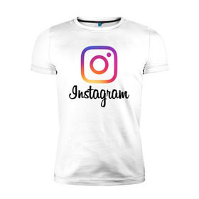 Мужская футболка премиум с принтом Instagram в Екатеринбурге, 92% хлопок, 8% лайкра | приталенный силуэт, круглый вырез ворота, длина до линии бедра, короткий рукав | application | instagram | инстаграм | приложение