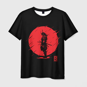 Мужская футболка 3D с принтом Samurai в Екатеринбурге, 100% полиэфир | прямой крой, круглый вырез горловины, длина до линии бедер | Тематика изображения на принте: ahegao | anime | blood | japan | samurai | senpai | warior | аниме | ахегао | воин | катана | кровавая | кровавый | кровь | луна | самураи | самурай | семпай | сенпай | солнце | япония