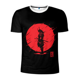 Мужская футболка 3D спортивная с принтом Samurai в Екатеринбурге, 100% полиэстер с улучшенными характеристиками | приталенный силуэт, круглая горловина, широкие плечи, сужается к линии бедра | ahegao | anime | blood | japan | samurai | senpai | warior | аниме | ахегао | воин | катана | кровавая | кровавый | кровь | луна | самураи | самурай | семпай | сенпай | солнце | япония