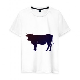 Мужская футболка хлопок с принтом Корова(темно-синий неон) в Екатеринбурге, 100% хлопок | прямой крой, круглый вырез горловины, длина до линии бедер, слегка спущенное плечо. | animals | neon | животные | звери | корова | коровка | коровы | неон | прикольная картинка